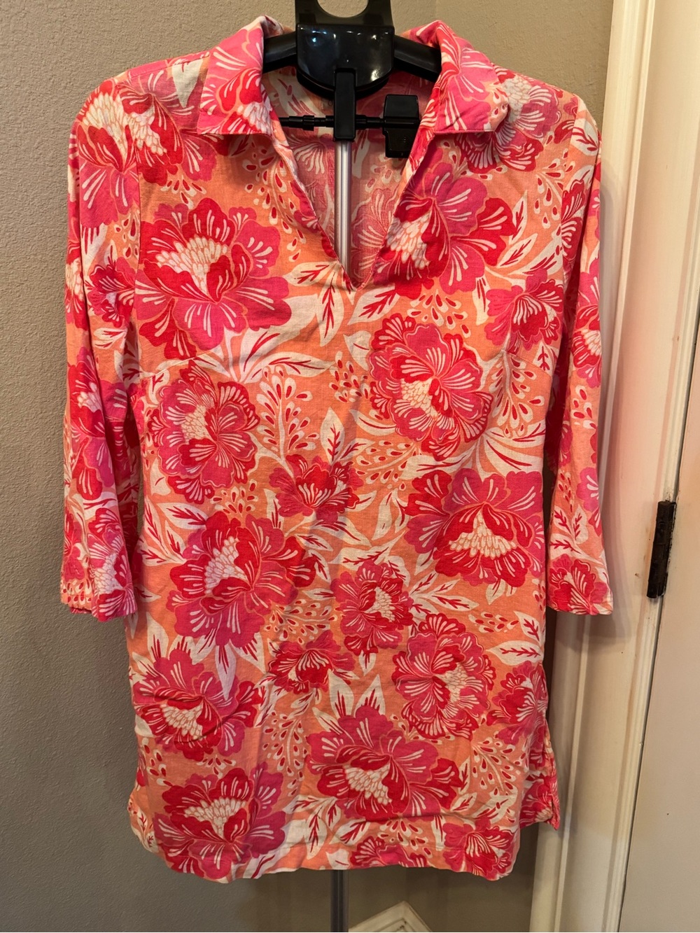 Sigrid Olsen Pink & Coral Floral Polo Tunic
